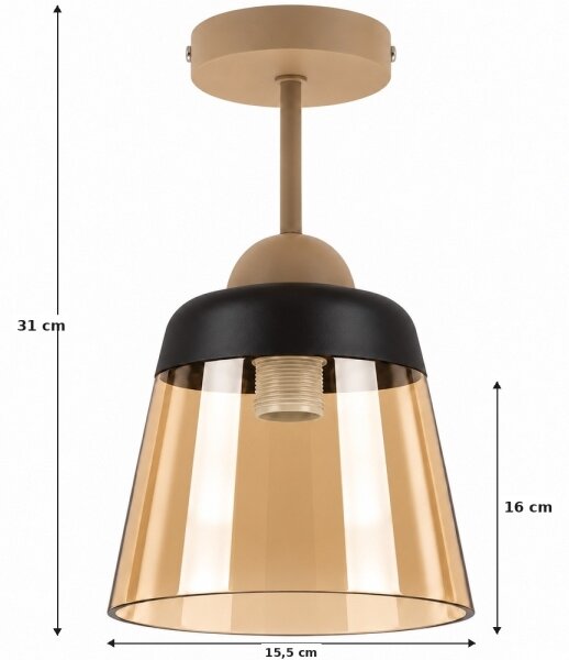 BRILAGI-LED Prisadený luster R GLASS 1xE27/60W/230V pr. 15,5cm béžová/dymová béžová