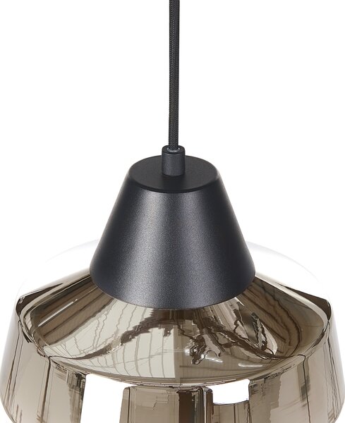 Závesná lampa čierna a zlatá tienidlo z dymového skla osvetlenie do modernej spálne obývačky