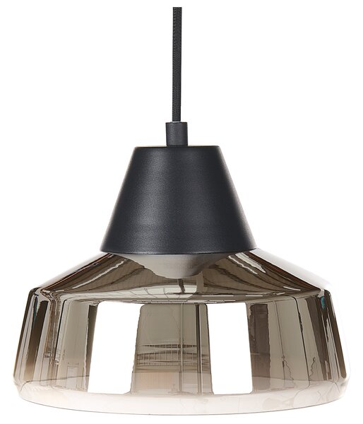 Závesná lampa čierna a zlatá tienidlo z dymového skla osvetlenie do modernej spálne obývačky