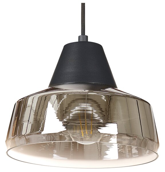 Závesná lampa čierna a zlatá tienidlo z dymového skla osvetlenie do modernej spálne obývačky
