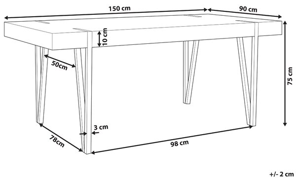 Jedálenský stôl imitácia betónu MDF doska čierne kovové nohy 150 x 90 cm obdĺžnikový moderný industriálny štýl
