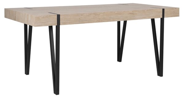 Jedálenský stôl svetlé drevo MDF doska čierne kovové nohy 150 x 90 cm obdĺžnikový moderný industriálny štýl