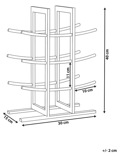 Stojan na víno čierny železo kov 40 x 30 x 15 cm na fľaše moderný štýl kuchyňa dekorácie