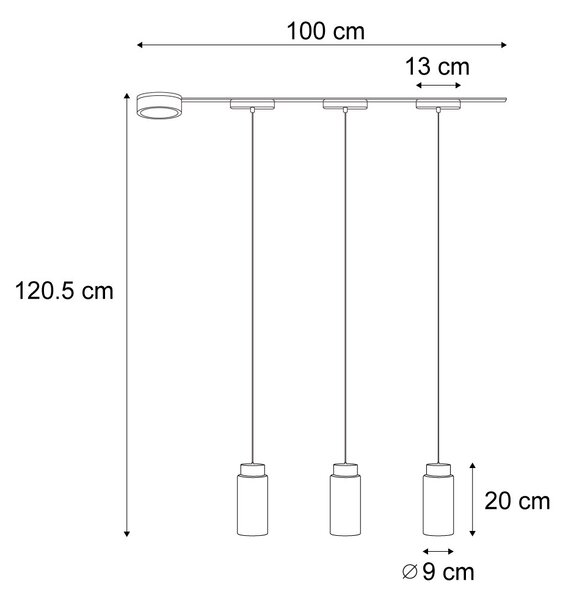 Moderný koľajnicový systém s 3 čiernymi závesnými svetlami 1-fázový - Magnetic Vance