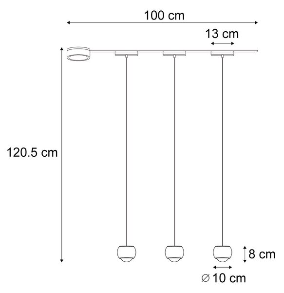 Moderný koľajnicový systém s 3 čiernymi závesnými svetlami 1-fázový - Magnetic Lance