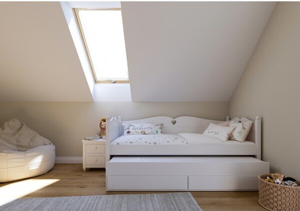 Raj posteli Detská posteľ Bea PW – zásuvky + prístelka 200x90 cm biela