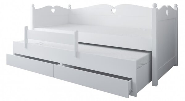 Raj posteli Detská posteľ Bea PW – zásuvky + prístelka 200x90 cm biela