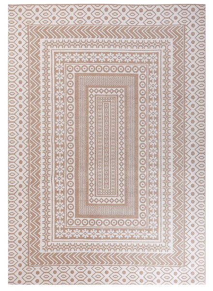 Koberec béžový a biely juta vlna 160 x 230 cm moderný geometrický vzor mäkký povrch bytový doplnok