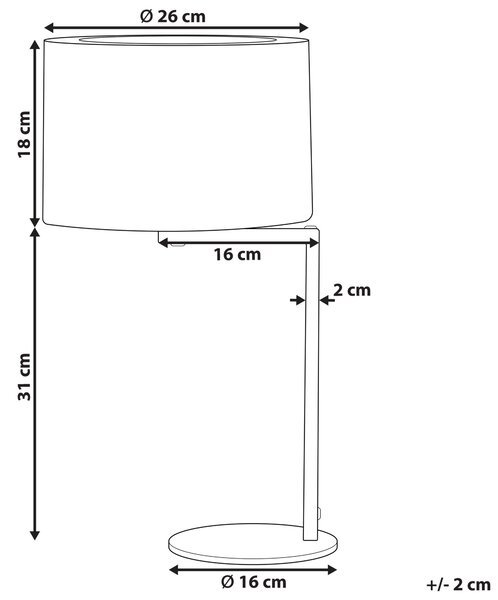 Stolná lampa čierna kovová polyester 49 cm okrúhle tienidlo nočná lampa moderná spálňa obývacia izba