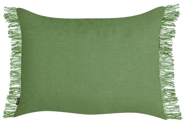 Sada 2 dekoratívnych vankúšov zelená bavlnené obliečky 35 x 50 cm so strapcami