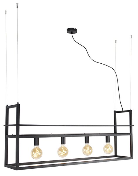 Inteligentné závesné svietidlo čierne s poličkou Veľké 4-žiarovkové vrátane Wifi G95 - Cage Rack