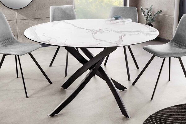 Okrúhly jedálenský keramický stôl Halia 120 cm biely