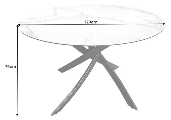Okrúhly jedálenský keramický stôl Halia 120 cm biely