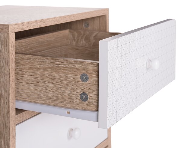 Komoda svetlé drevo viacfarebná MDF matný maľovaný povrch 112 x 40 cm úložný priestor 5 zásuviek moderný vintage štýl obývačka spálňa