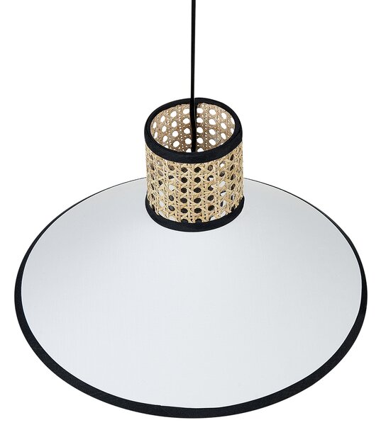 Závesná lampa prírodná biela čierna polyester ratan bavlna 188 cm okrúhle kužeľovité tienidlo moderný štýl osvetlenie kuchyňa jedáleň