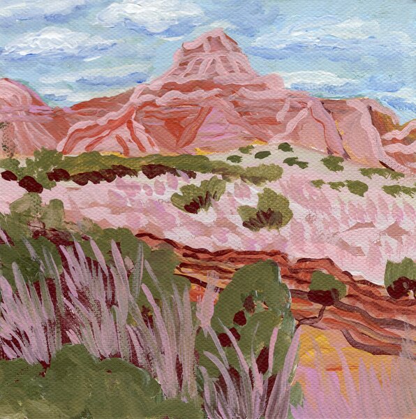 Ilustrácia Pink mountain, Eleanor Baker, (40 x 40 cm)