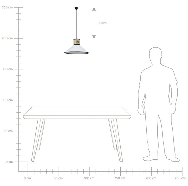 Závesná lampa prírodná biela čierna polyester ratan bavlna 188 cm okrúhle kužeľovité tienidlo moderný štýl osvetlenie kuchyňa jedáleň