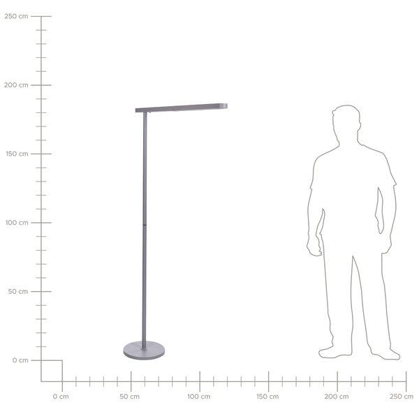 Stojaca LED lampa strieborná hliník 186 cm vypínač moderný industriálny štýl kancelária pracovňa