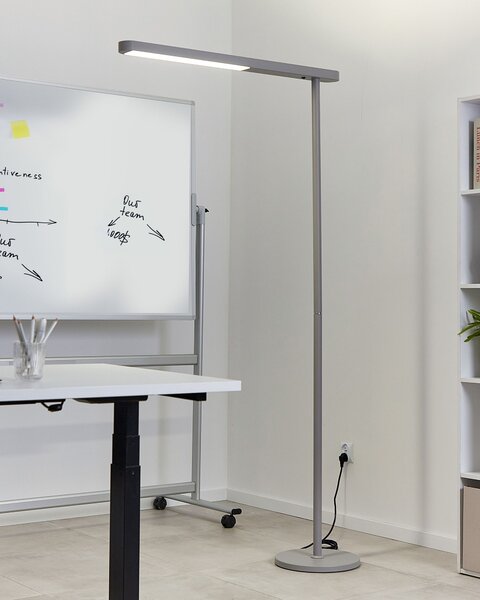 Stojaca LED lampa strieborná hliník 186 cm vypínač moderný industriálny štýl kancelária pracovňa
