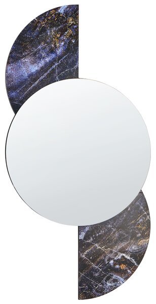 Nástenné zrkadlo fialové a strieborné sklo a MDF 50 x 100 cm nepravidelný tvar moderný štýl obývacia izba chodba