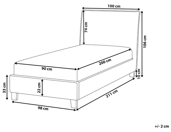 Posteľ sivá látkové čalúnenie 90 x 200 cm pre 1 osobu s roštom a čelom moderný štýl spálňa detská izba