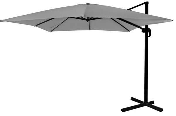 Sivý záhradný slnečník so stojanom 3 x 4 m