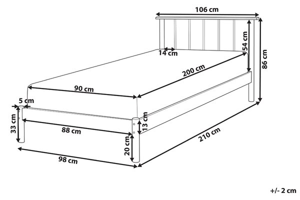 Posteľ svetlé borovicové drevo 90 x 200 cm jednolôžko s lamelovým čelom a roštom minimalistický rustikálny štýl
