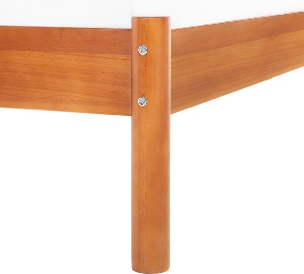Posteľ svetlé borovicové drevo 90 x 200 cm jednolôžko s lamelovým čelom a roštom minimalistický rustikálny štýl