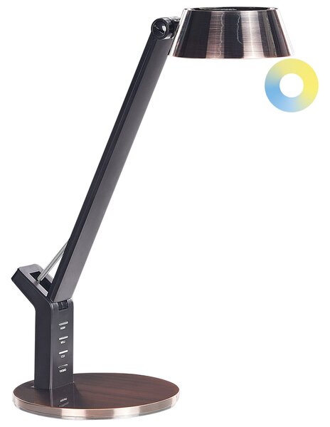 LED stolová lampa medená kovová kancelárska lampa s nastaviteľným ramenom a stmievačom USB port