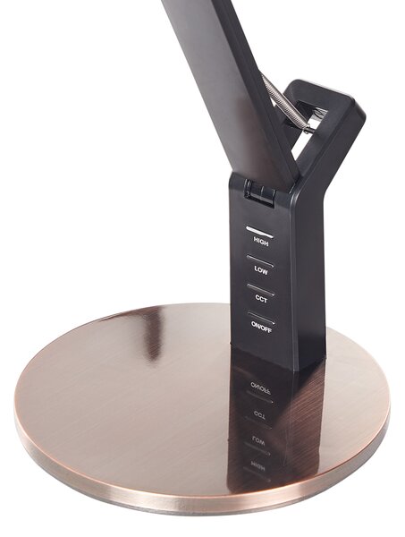 LED stolová lampa medená kovová kancelárska lampa s nastaviteľným ramenom a stmievačom USB port