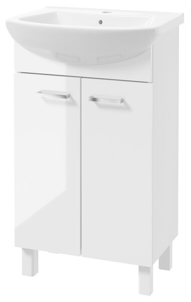 Umývadlová skrinka s umývadlom SATURNIN D50 biela/biela vysoký lesk