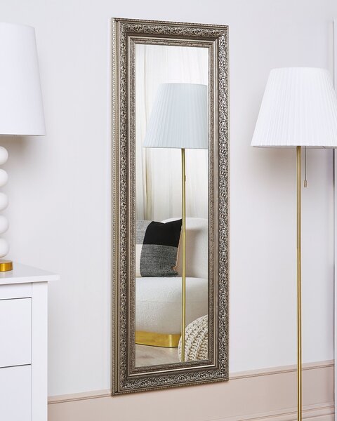 Závesné zrkadlo na stenu zlatá syntetický materiál sklo 51 x 141 cm obdĺžnikový tvar dekoratívny rám tradičný glamour štýl doplnky