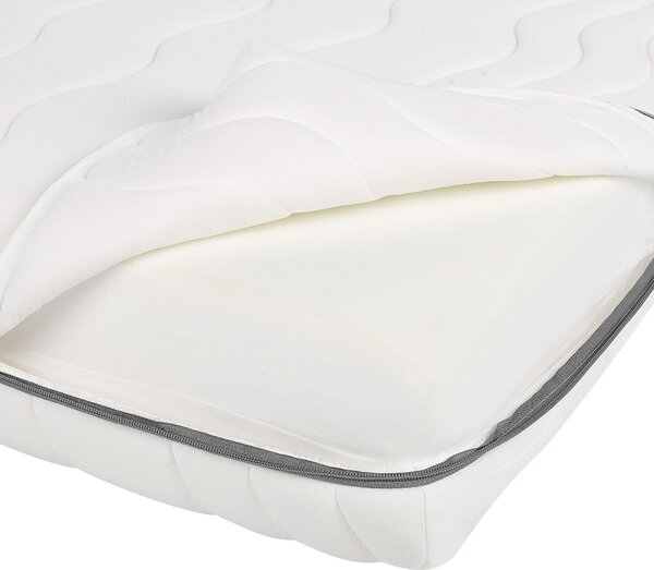 Matrac z pamäťovej peny biely so sivou polyester 90 x 200 cm na jednolôžkovú posteľ so snímateľným poťahom