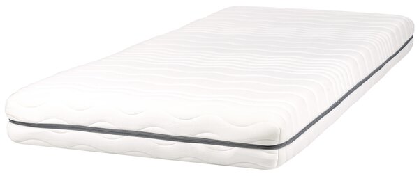 Matrac z pamäťovej peny biely so sivou polyester 90 x 200 cm na jednolôžkovú posteľ so snímateľným poťahom