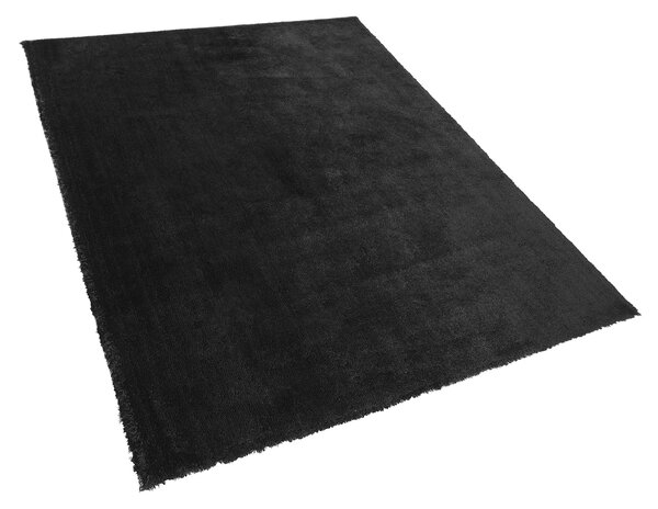 Koberec shaggy čierny zmes bavlny a polyesteru 160 x 230 cm huňatý s vysokým vlasom