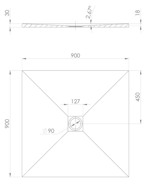 Polysan Polysan, TRENECA sprchová vanička z liateho mramoru s možnosťou úpravy rozmeru 90x90cm, biela matná, 84300.11