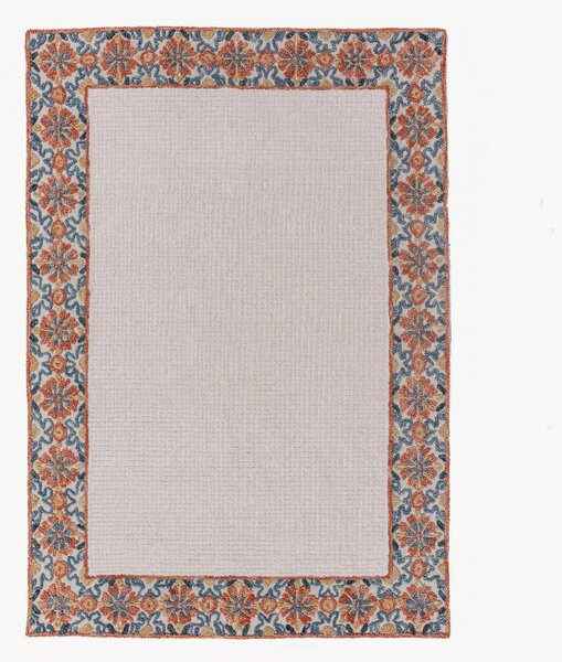 Ručne všívaný vlnený koberec's nízkym vlasom Myla Floral Frame