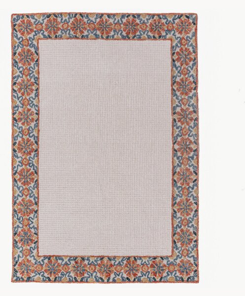 Ručne všívaný vlnený koberec's nízkym vlasom Myla Floral Frame