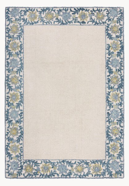 Ručne všívaný vlnený koberec's nízkym vlasom Myla Floral Frame