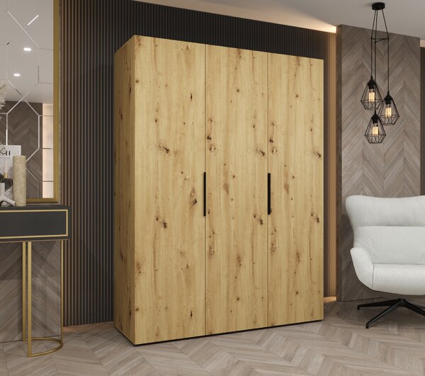 NovýNábytok.sk Šatníková skriňa 150 cm Mirabella 1 (dub artisan + čierna). Akcia -18%. Vlastná spoľahlivá doprava až k Vám domov. 1126347