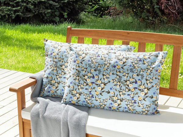 Sada 2 vonkajších vankúšov modrá polyester 40 x 60 cm obdĺžniková kvetinová potlač vzor dekoračný vankúš záhrada terasa