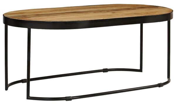 Konferenčný stolík 100 cm surové masívne mangovníkové drevo a oceľ oválny