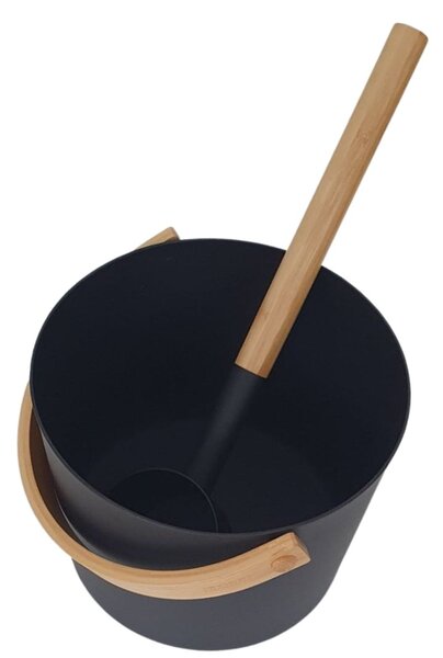 Harvia set vedro 4L s naberačkou 42cm, matný nerez a drevo