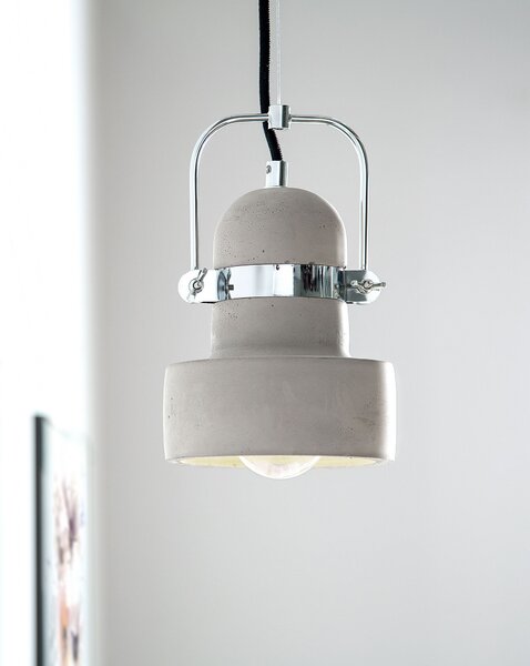 Závesná lampa sivá okrúhle otvorené malé betónové tienidlo industriálny dizajn