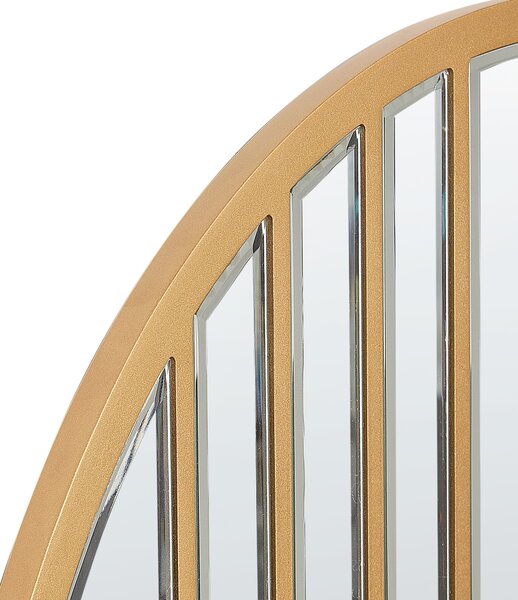 Nástenné zrkadlo zlaté MDF rám 80 x 80 cm okrúhly tvar s háčikmi moderný štýl závesné dekorácie