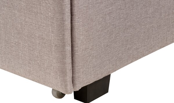 Posteľ s úložným priestorom svetlosivá látkové čalúnenie 180 x 200 cm vysoké prešívané čelo moderný štýl spálňa