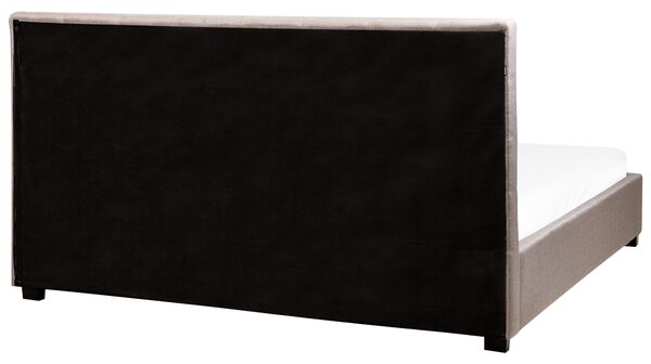 Posteľ s úložným priestorom svetlosivá látkové čalúnenie 180 x 200 cm vysoké prešívané čelo moderný štýl spálňa