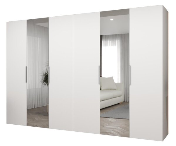 NovýNábytok.sk Šatníková skriňa 300 cm Mirabella 2 (biela + kašmír). Akcia -20%. Vlastná spoľahlivá doprava až k Vám domov. 1126438