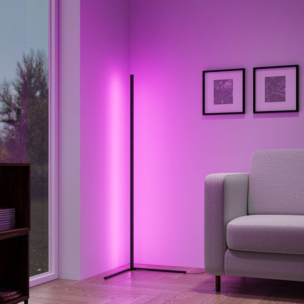 Čierna LED stojacia lampa (výška 141 cm) Level – Reality