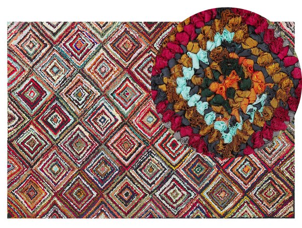 Koberec viacfarebný bavlna polyester 140 x 200 cm ručná výroba boho dizajn obývacia izba